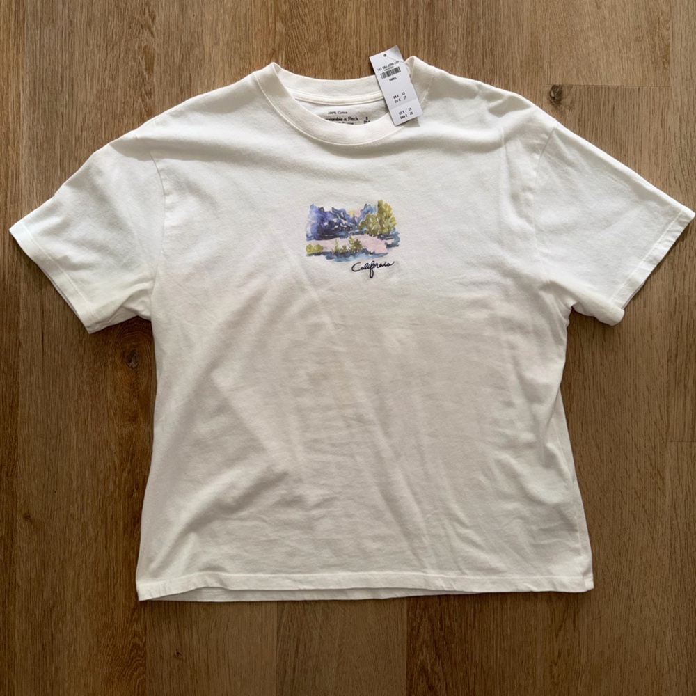 Abercrombie & Fitch White California Boxy Tee